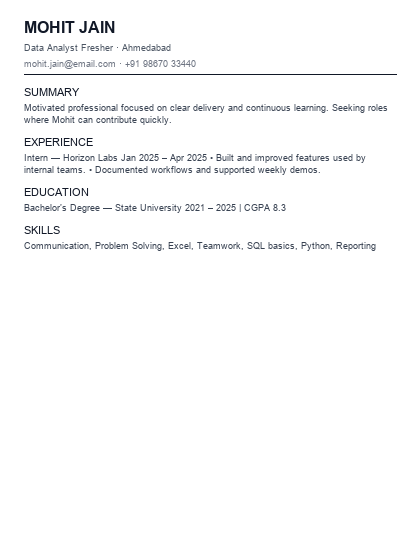 Compact ATS resume template