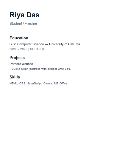 Simple Fresher resume template