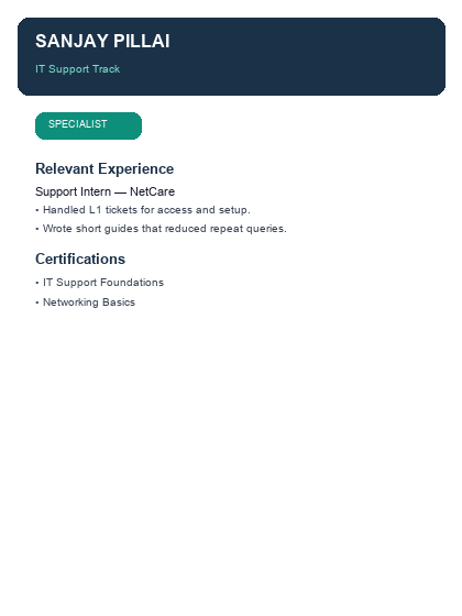 Specialist Badge resume template